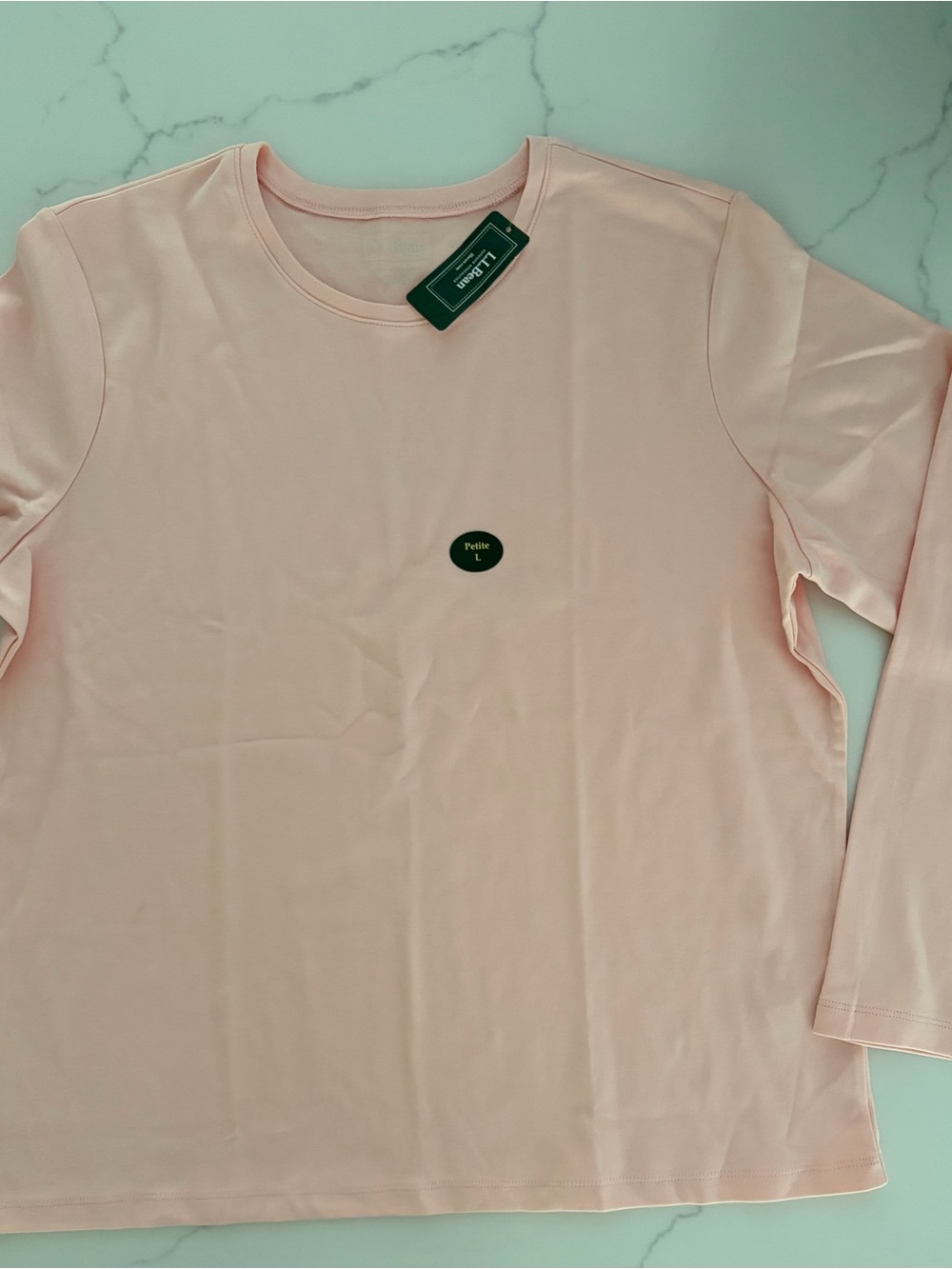 L.L.Bean L-PET Blush Pink WOMEN'S 100% Pima Cotton Crewneck NWT